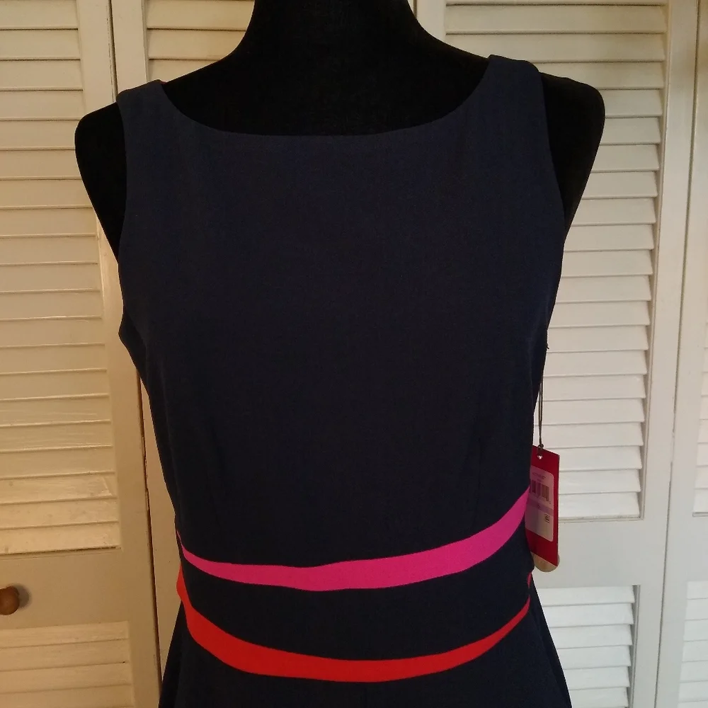 NWT Vince Camuto Navy Colorblock Sleeveless Wide-Leg Jumpsuit Sz 6 Pink Red - Picture 2 of 14